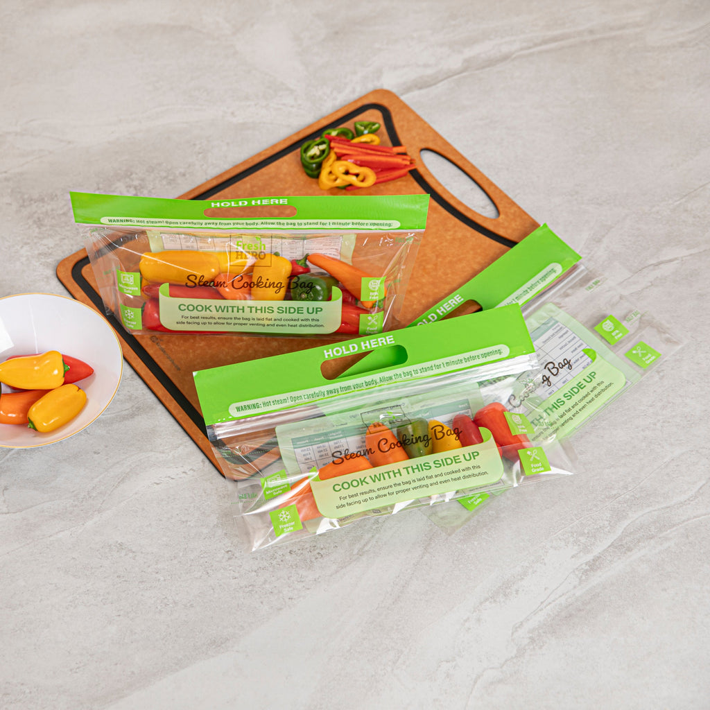 Fresh Hero Green Plastic Steam Bag - Microwave-Safe, BPA-Free - 12 3/4" x 7 1/2" - 25 count box