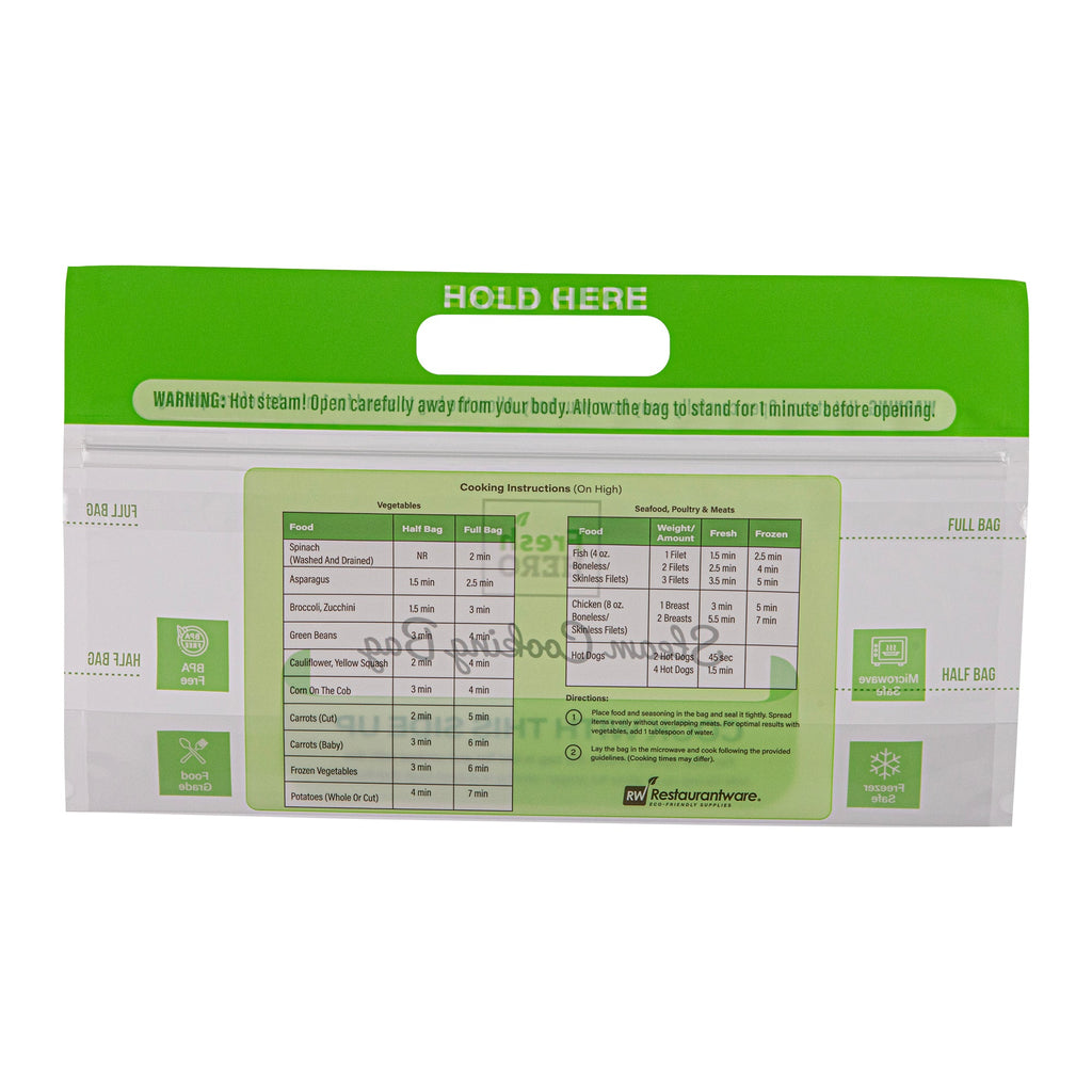 Fresh Hero Green Plastic Steam Bag - Microwave-Safe, BPA-Free - 12 3/4" x 7 1/2" - 500 count box