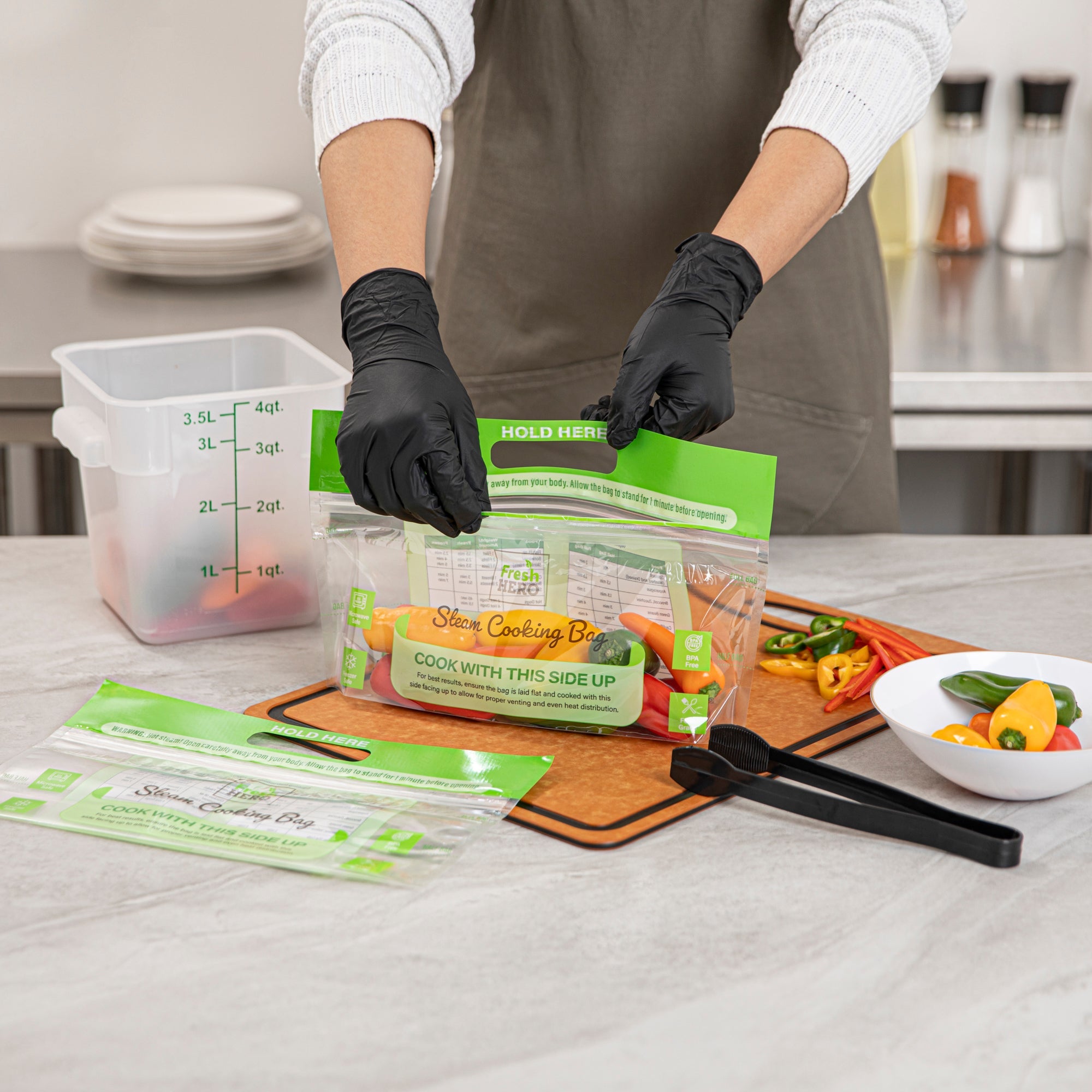 Fresh Hero Green Plastic Steam Bag - Microwave-Safe, BPA-Free - 12 3/4" x 7 1/2" - 500 count box