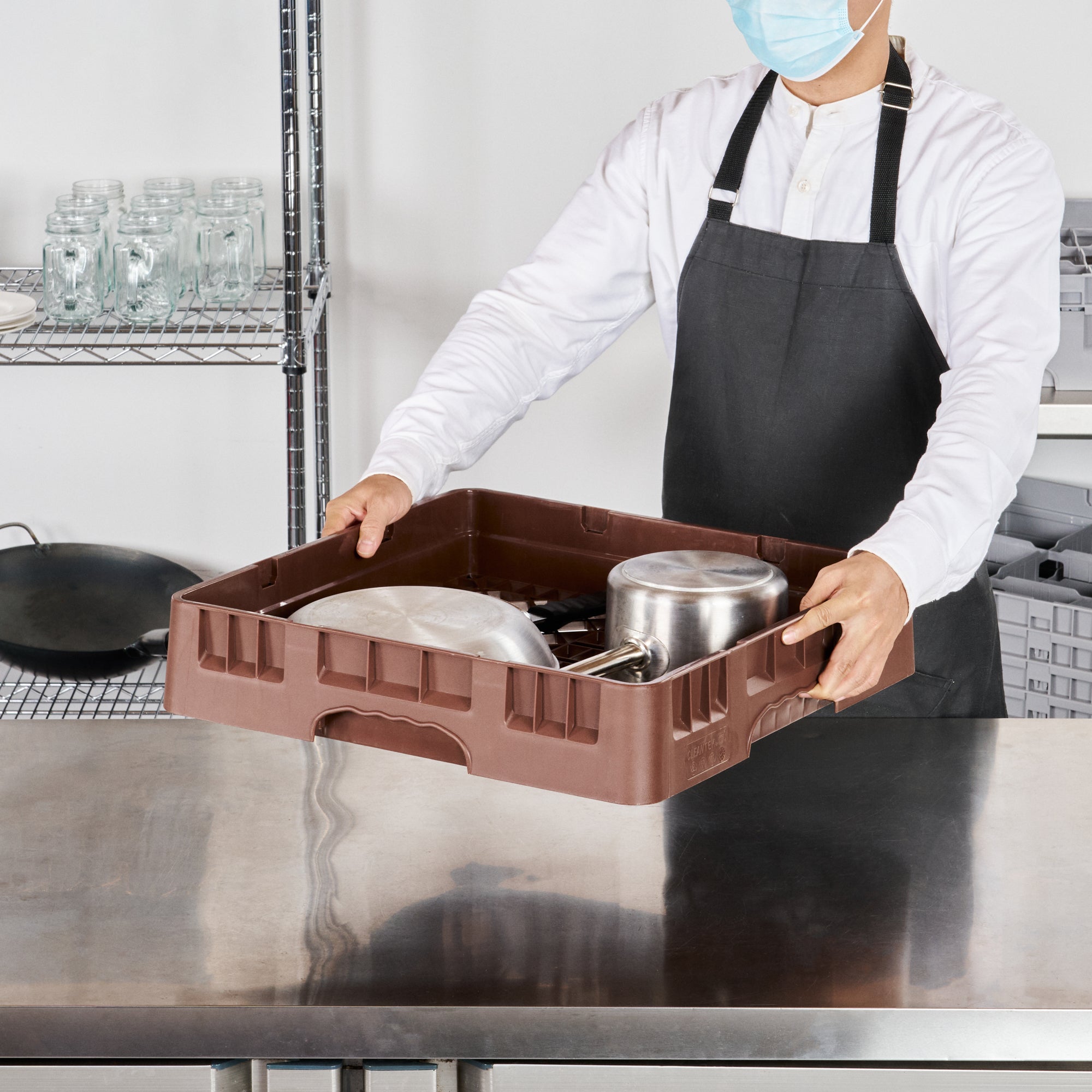 Clean Tek Professional Brown Base Rack - with Closed Sides - 19 3/4" x 19 3/4" x 4" - 1 count box