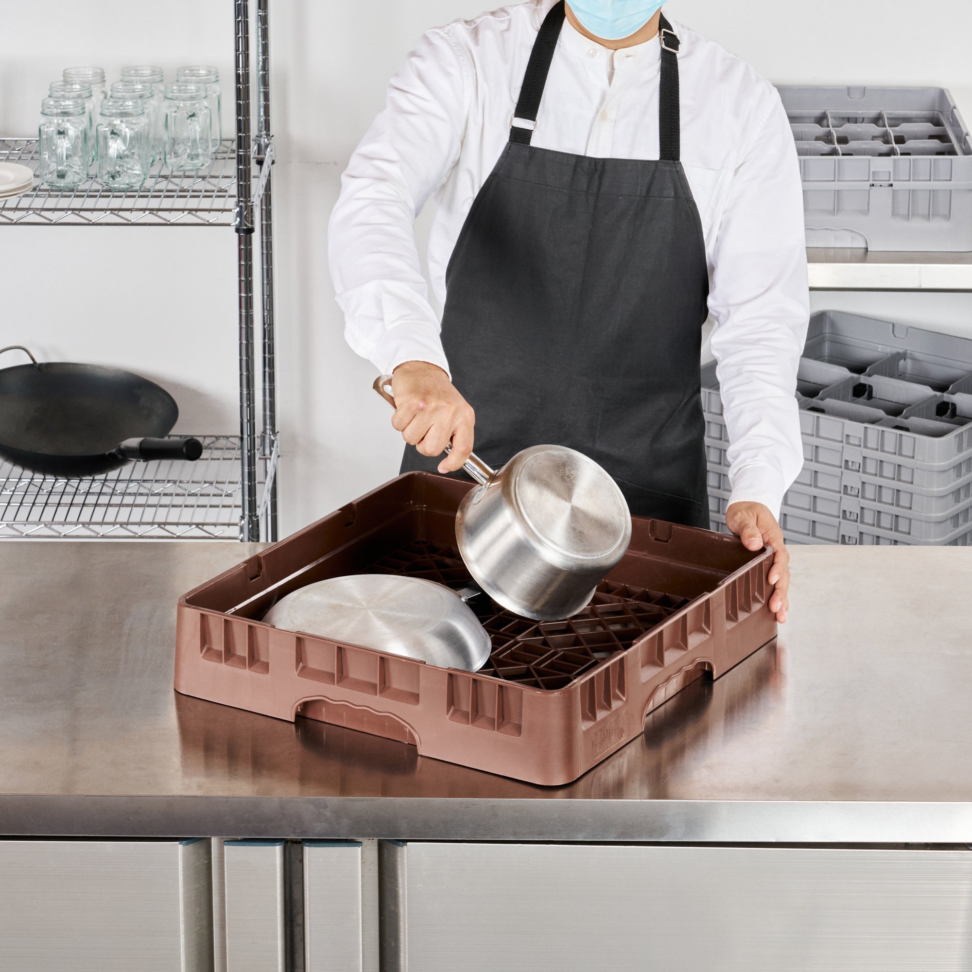 Clean Tek Professional Brown Base Rack - with Closed Sides - 19 3/4" x 19 3/4" x 4" - 1 count box