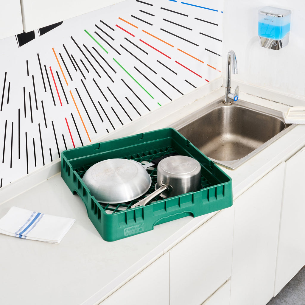 Clean Tek Professional Green Base Rack - with Closed Sides - 19 3/4" x 19 3/4" x 4" - 1 count box