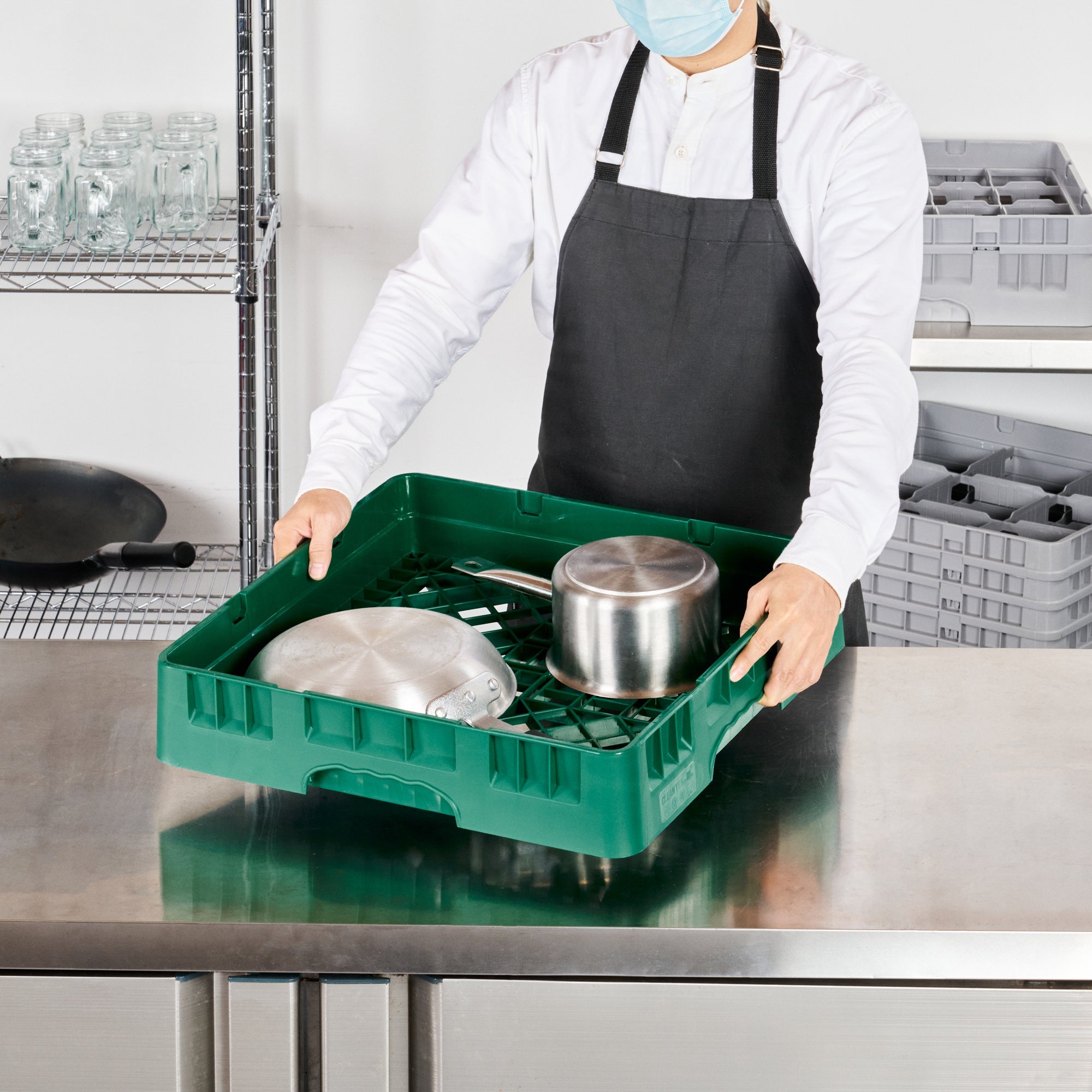 Clean Tek Professional Green Base Rack - with Closed Sides - 19 3/4" x 19 3/4" x 4" - 1 count box