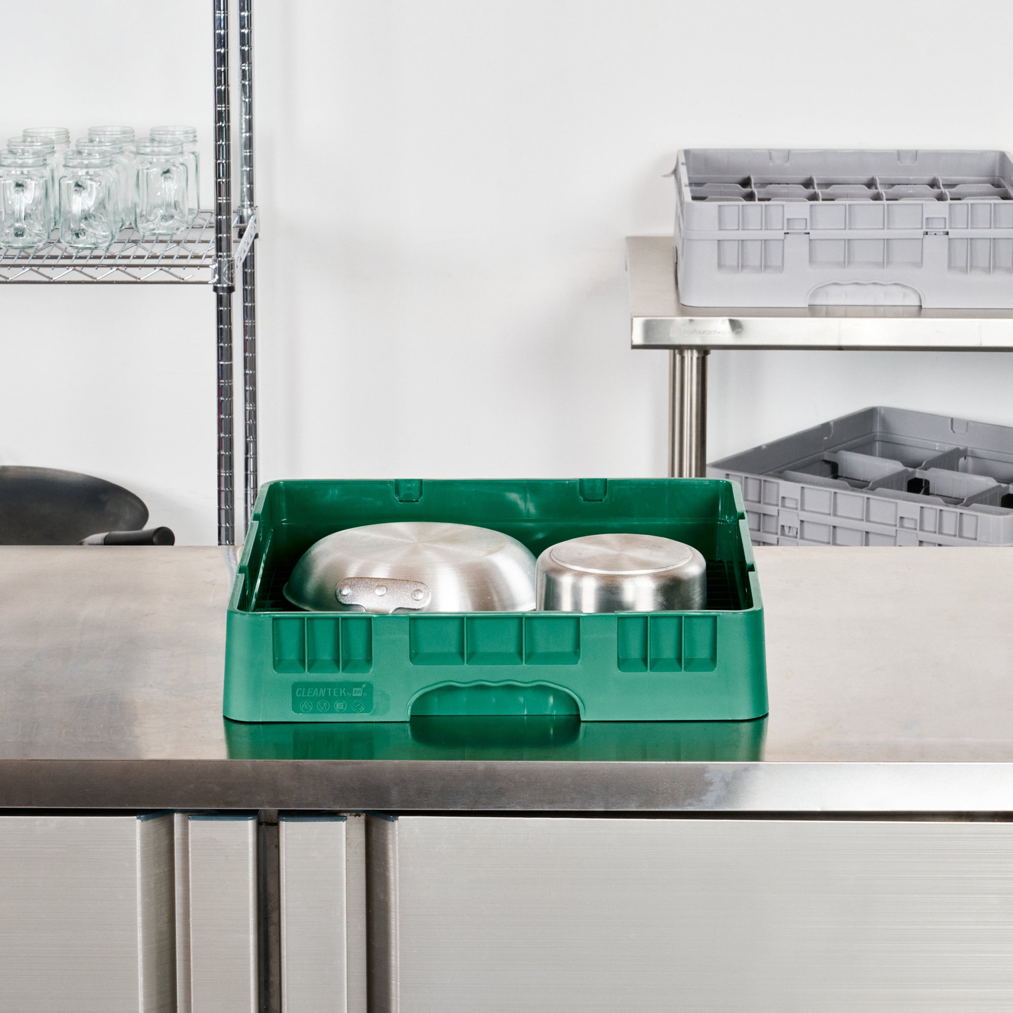 Clean Tek Professional Green Base Rack - with Closed Sides - 19 3/4" x 19 3/4" x 4" - 1 count box