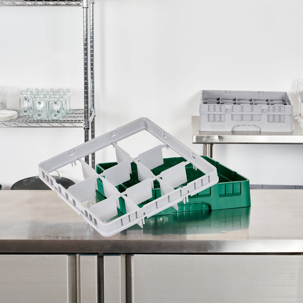 Clean Tek Professional Gray Full Drop Extender - 9 Compartments - 19 3/4" x 19 3/4" x 4 3/4" - 1 count box