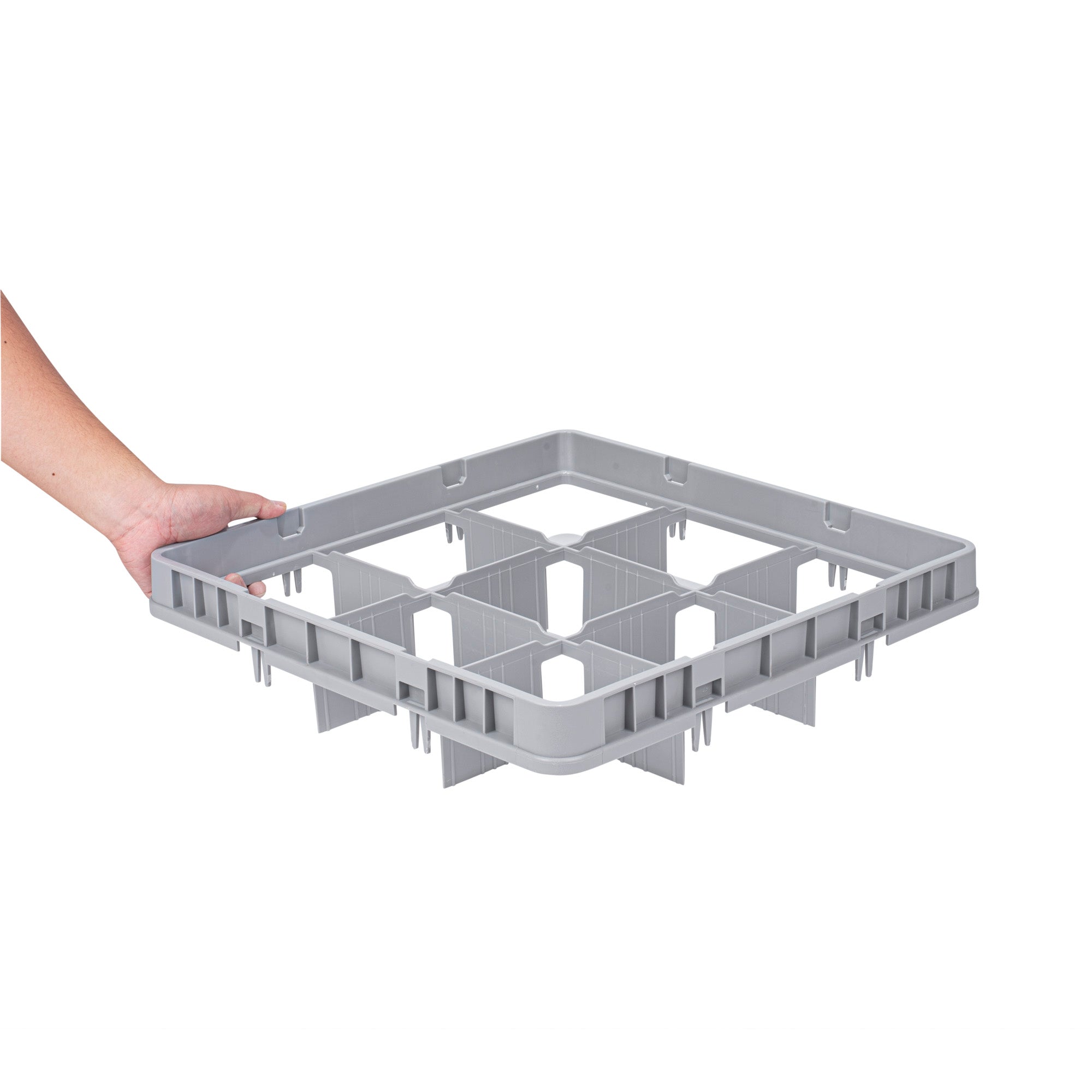 Clean Tek Professional Gray Full Drop Extender - 9 Compartments - 19 3/4" x 19 3/4" x 4 3/4" - 1 count box