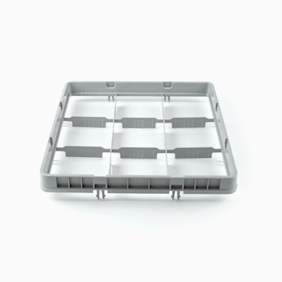 Clean Tek Professional Gray Half Drop Extender - 9 Compartments - 19 3/4" x 19 3/4" x 3" - 1 count box