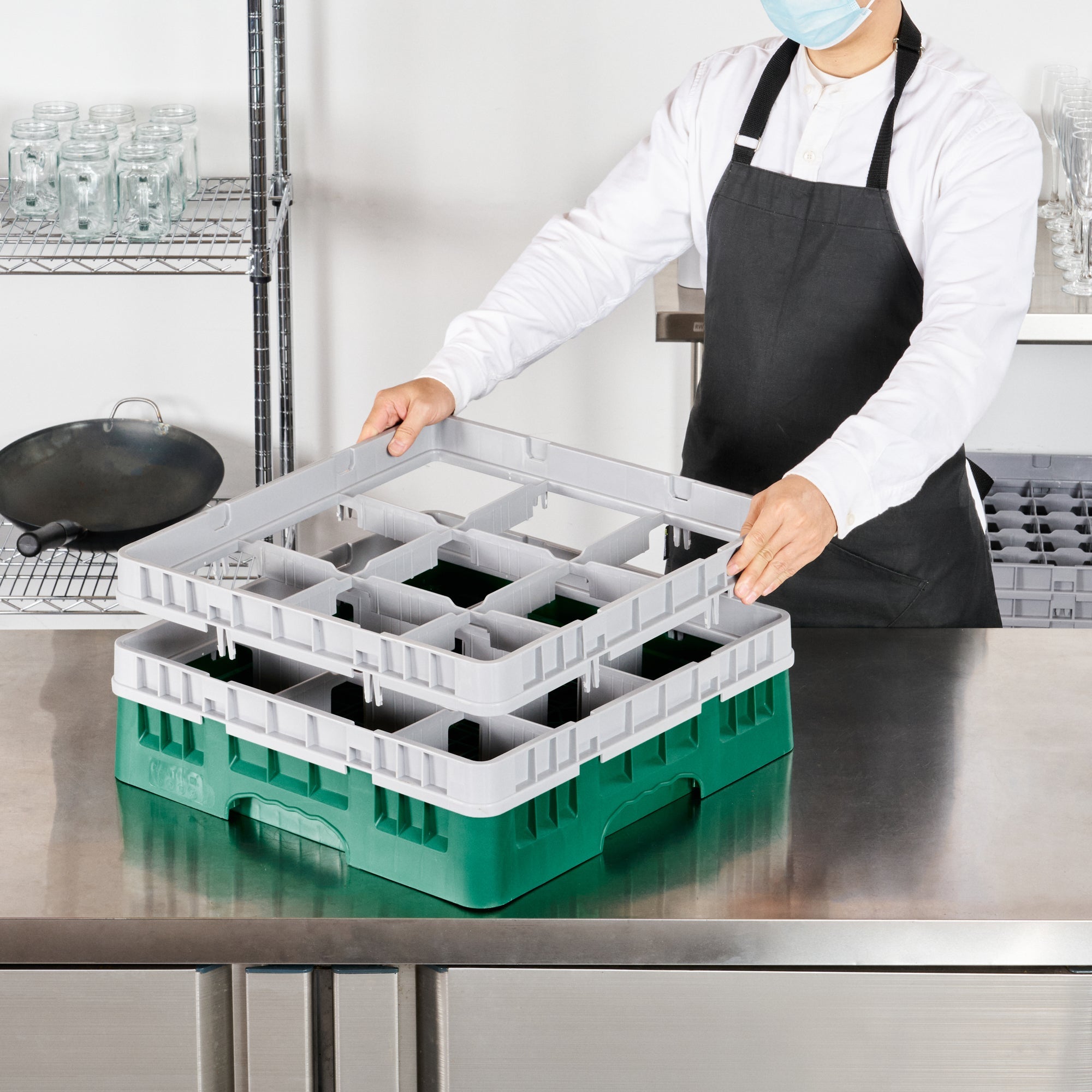 Clean Tek Professional Gray Half Drop Extender - 9 Compartments - 19 3/4" x 19 3/4" x 3" - 1 count box