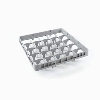 Clean Tek Professional Gray Full Drop Extender - 25 Compartments - 19 3/4" x 19 3/4" x 4 3/4" - 1 count box
