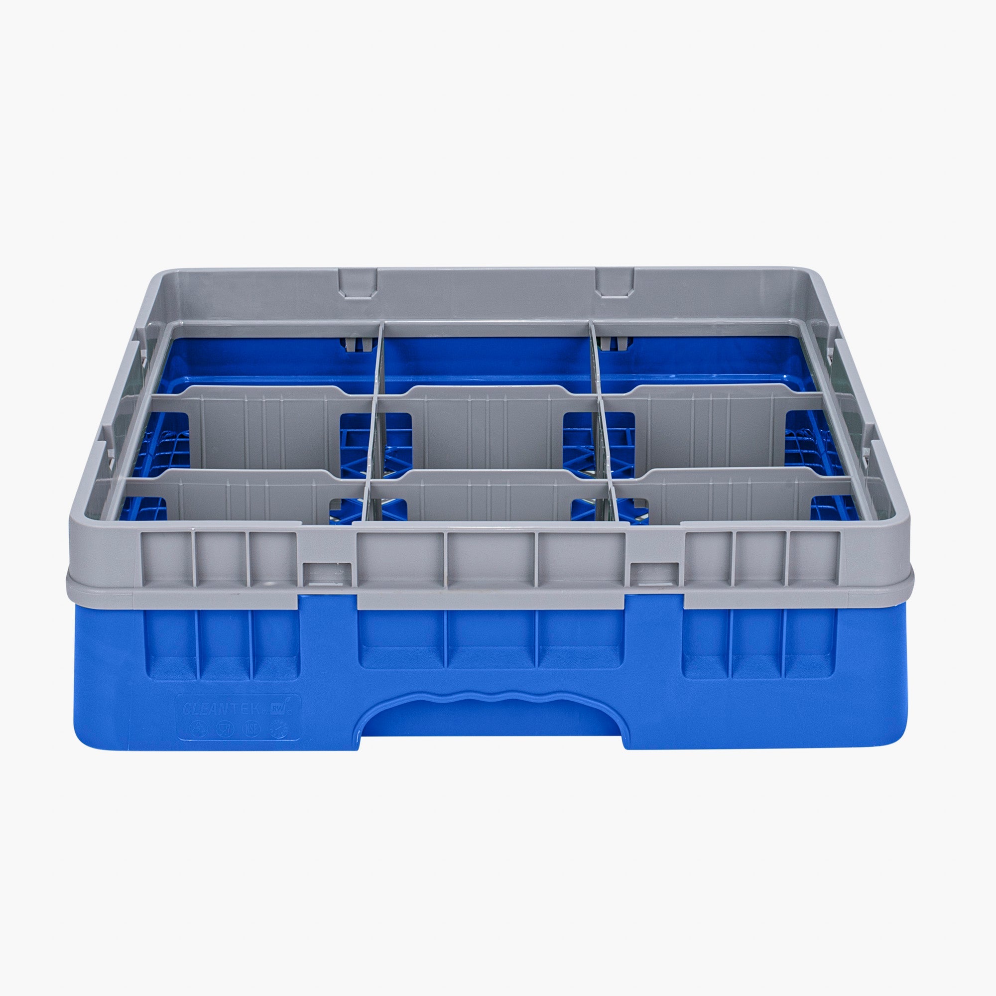 Clean Tek Professional Blue Glass Rack - 9 Compartments, 1 Full Drop Extender - 19 3/4" x 19 3/4" x 5 3/4" - 1 count box