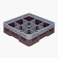 Clean Tek Professional Brown Glass Rack - 9 Compartments, 1 Full Drop Extender - 19 3/4" x 19 3/4" x 5 3/4" - 1 count box