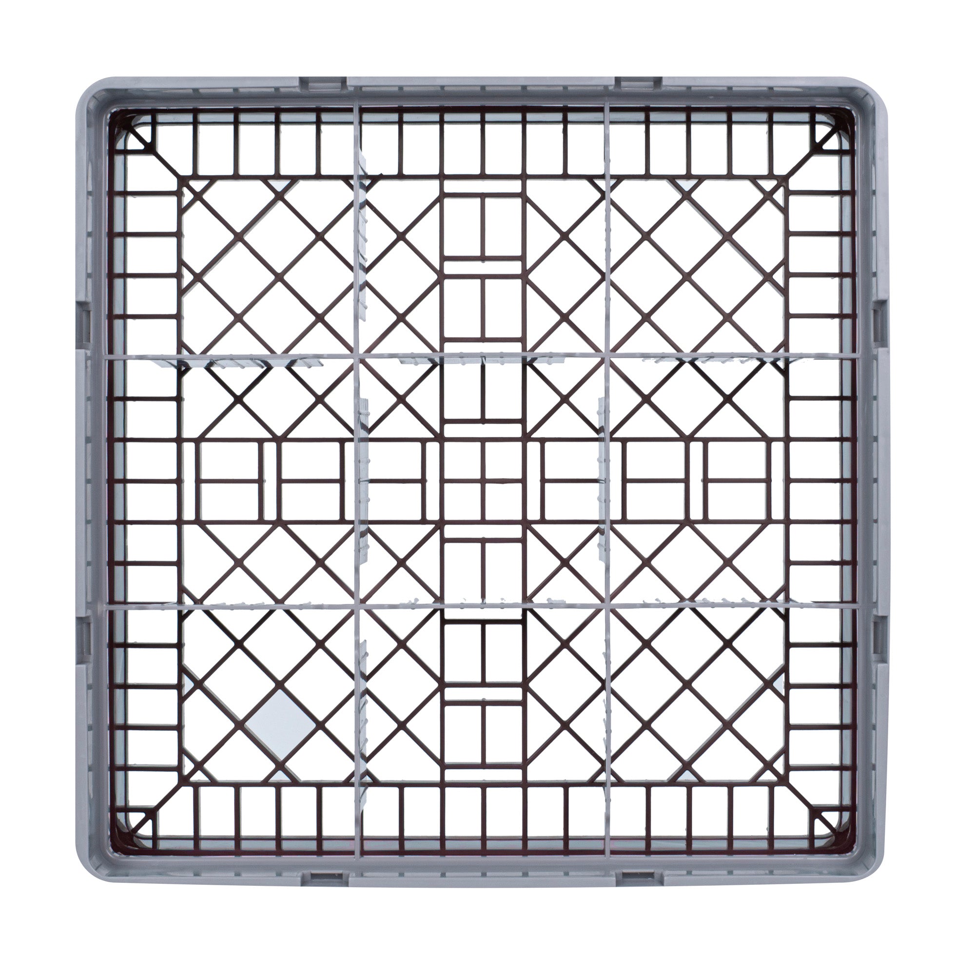 Clean Tek Professional Brown Glass Rack - 9 Compartments, 1 Full Drop Extender - 19 3/4" x 19 3/4" x 5 3/4" - 1 count box