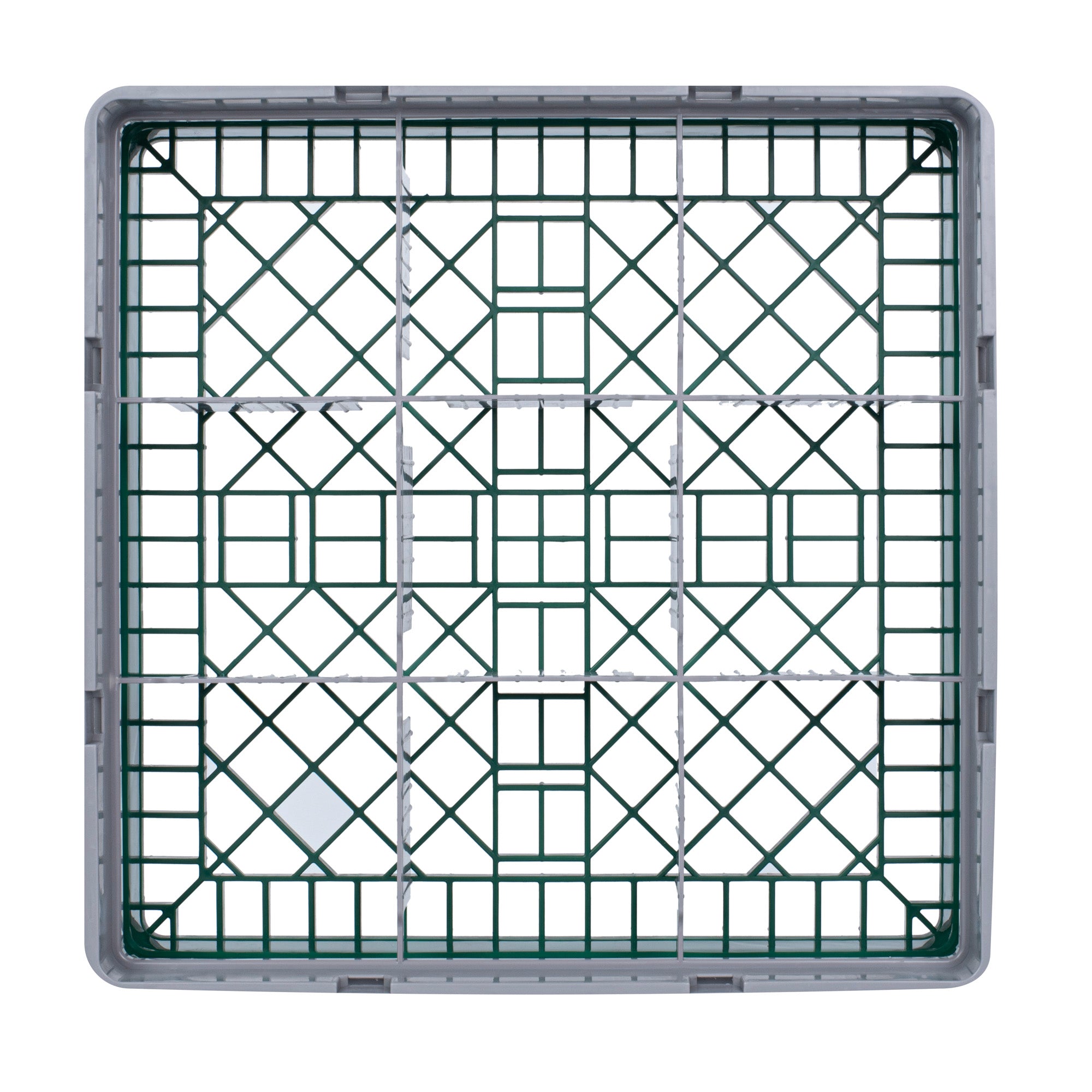 Clean Tek Professional Green Glass Rack - 9 Compartments, 1 Full Drop Extender - 19 3/4" x 19 3/4" x 5 3/4" - 1 count box