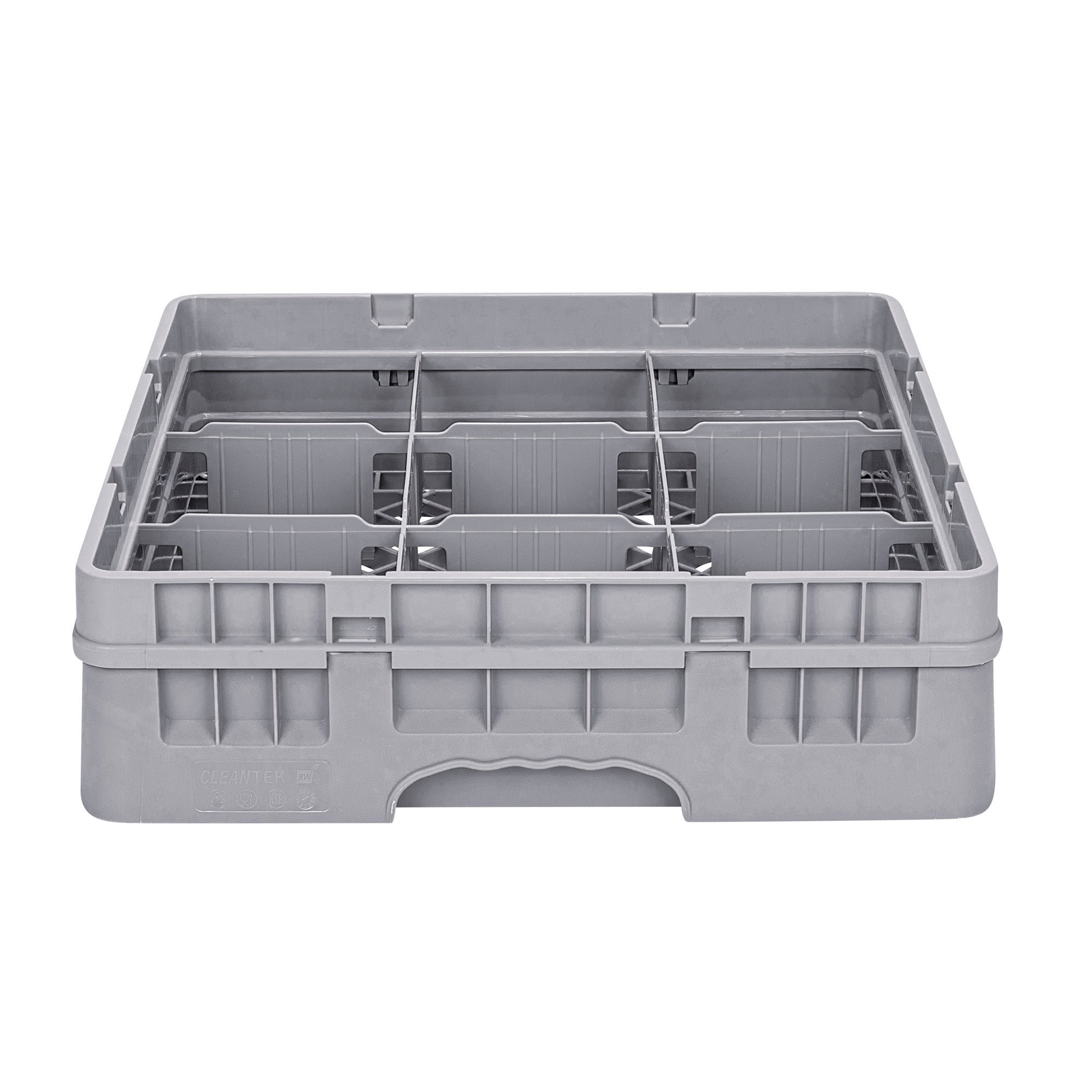 Clean Tek Professional Gray Glass Rack - 9 Compartments, 1 Full Drop Extender - 19 3/4" x 19 3/4" x 5 3/4" - 1 count box