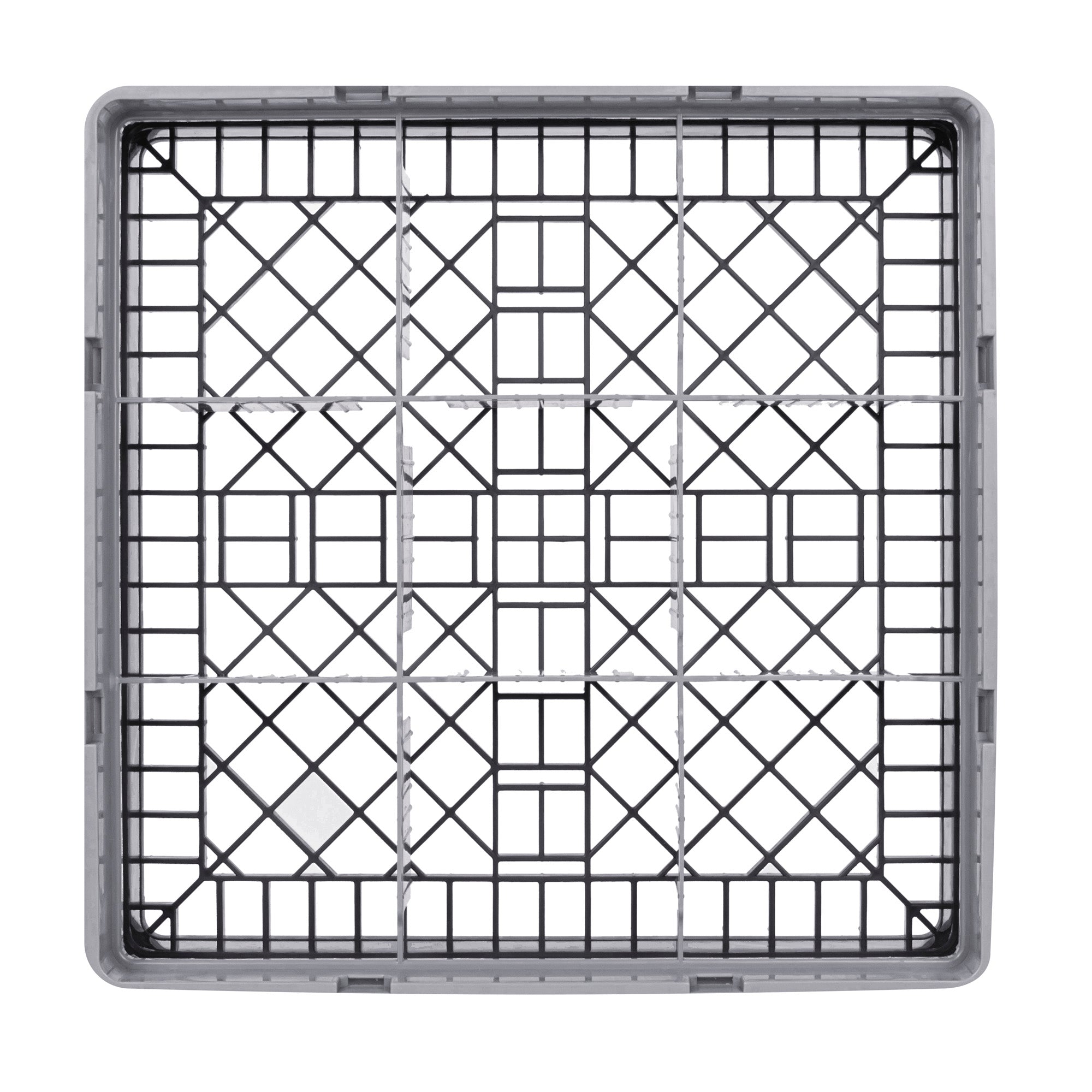 Clean Tek Professional Gray Glass Rack - 9 Compartments, 1 Full Drop Extender - 19 3/4" x 19 3/4" x 5 3/4" - 1 count box