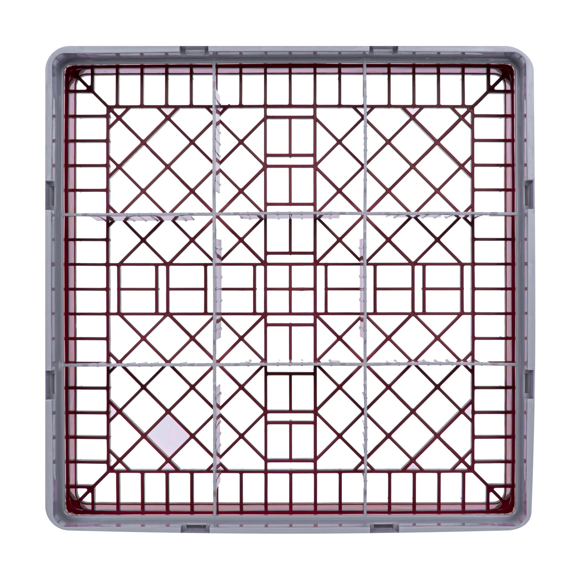 Clean Tek Professional Red Glass Rack - 9 Compartments, 1 Full Drop Extender - 19 3/4" x 19 3/4" x 5 3/4" - 1 count box