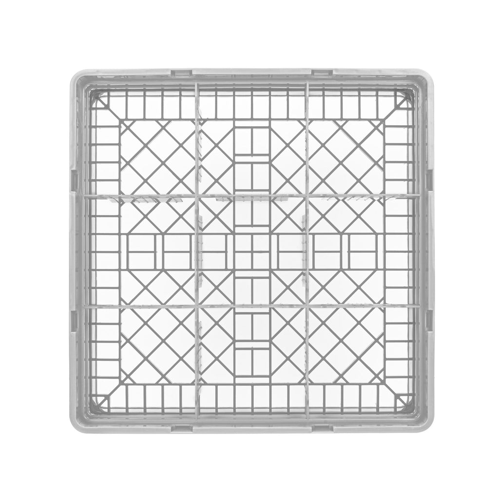 Clean Tek Professional Gray Glass Rack - 9 Compartments, 1 Full Drop and 1 Half Drop Extender - 19 3/4" x 19 3/4" x 7 1/4" - 1 count box
