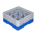 Clean Tek Professional Blue Glass Rack - 9 Compartments, 1 Full Drop and 2 Half Drop Extenders - 19 3/4" x 19 3/4" x 8 3/4" - 1 count box