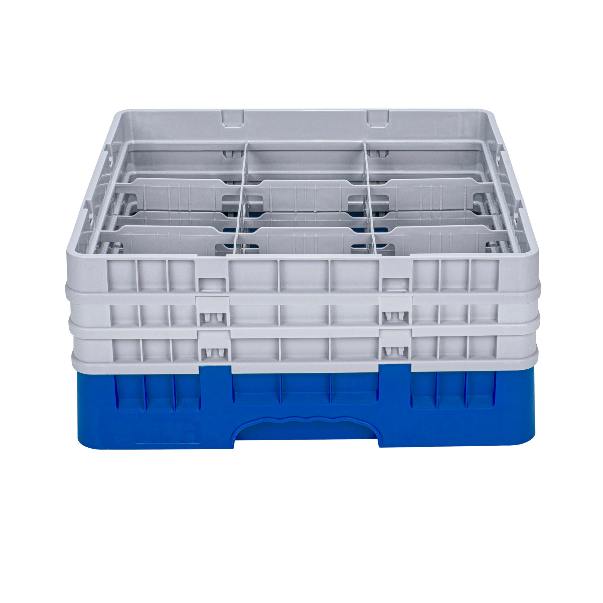 Clean Tek Professional Blue Glass Rack - 9 Compartments, 1 Full Drop and 2 Half Drop Extenders - 19 3/4" x 19 3/4" x 8 3/4" - 1 count box