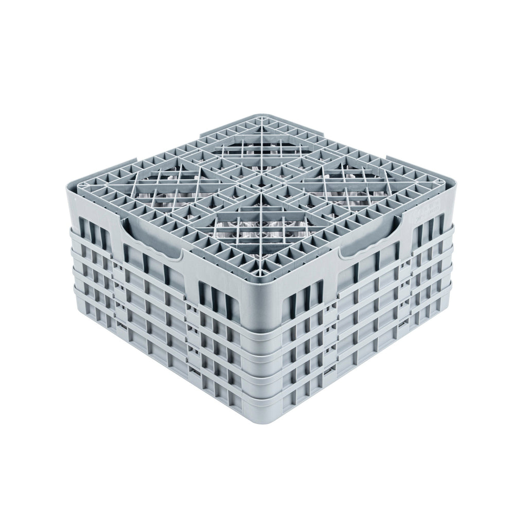 Clean Tek Professional Gray Glass Rack - 9 Compartments, 1 Full Drop and 3 Half Drop Extenders - 19 3/4" x 19 3/4" x 10 1/2" - 1 count box
