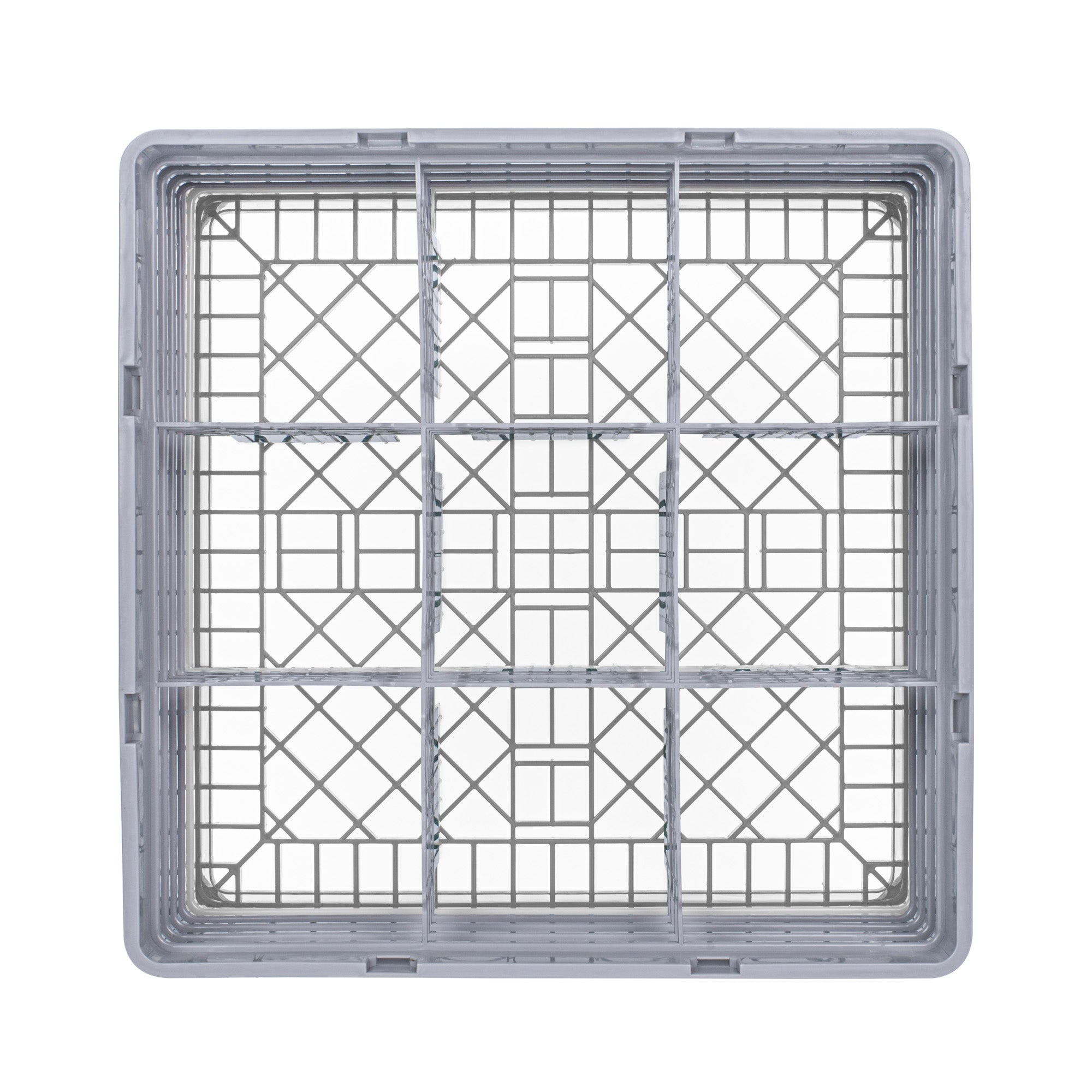 Clean Tek Professional Gray Glass Rack - 9 Compartments, 1 Full Drop and 3 Half Drop Extenders - 19 3/4" x 19 3/4" x 10 1/2" - 1 count box