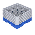 Clean Tek Professional Blue Glass Rack - 9 Compartments, 1 Full Drop and 4 Half Drop Extenders - 19 3/4" x 19 3/4" x 12 1/4" - 1 count box