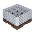Clean Tek Professional Brown Glass Rack - 9 Compartments, 1 Full Drop and 4 Half Drop Extenders - 19 3/4" x 19 3/4" x 12 1/4" - 1 count box