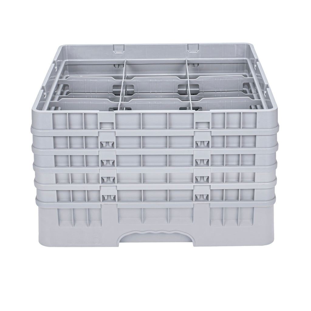 Clean Tek Professional Gray Glass Rack - 9 Compartments, 1 Full Drop and 4 Half Drop Extenders - 19 3/4" x 19 3/4" x 12 1/4" - 1 count box