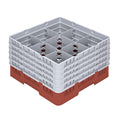 Clean Tek Professional Red Glass Rack - 9 Compartments, 1 Full Drop and 4 Half Drop Extenders - 19 3/4" x 19 3/4" x 12 1/4" - 1 count box