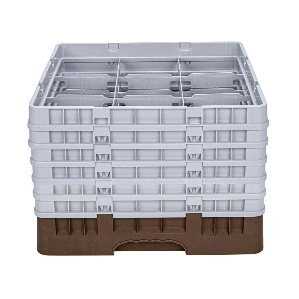 Clean Tek Professional Brown Glass Rack - 9 Compartments, 1 Full Drop and 5 Half Drop Extenders - 19 3/4" x 19 3/4" x 13 3/4" - 1 count box