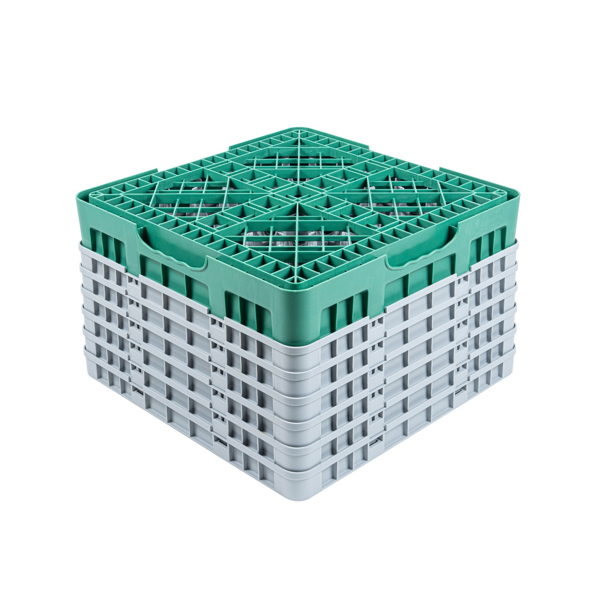 Clean Tek Professional Green Glass Rack - 9 Compartments, 1 Full Drop and 5 Half Drop Extenders - 19 3/4" x 19 3/4" x 13 3/4" - 1 count box