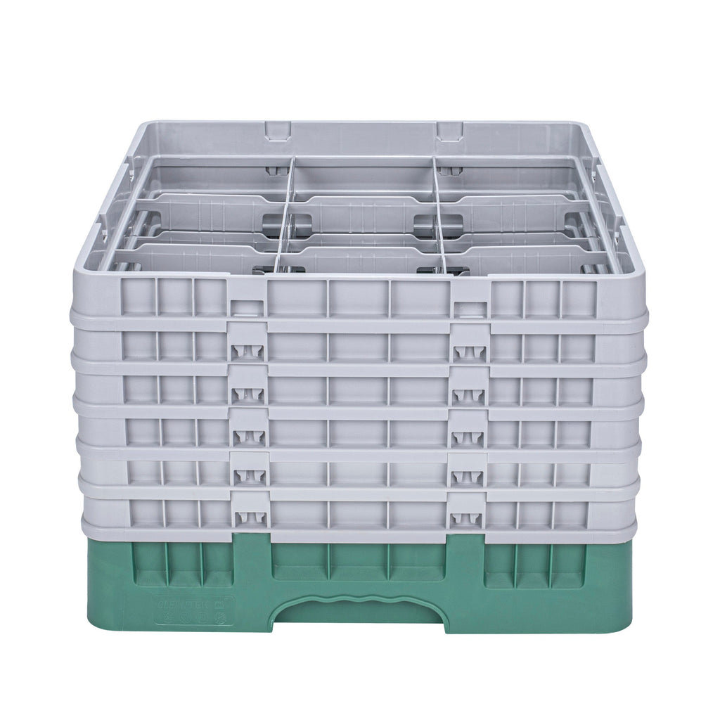 Clean Tek Professional Green Glass Rack - 9 Compartments, 1 Full Drop and 5 Half Drop Extenders - 19 3/4" x 19 3/4" x 13 3/4" - 1 count box