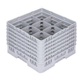 Clean Tek Professional Gray Glass Rack - 9 Compartments, 1 Full Drop and 5 Half Drop Extenders - 19 3/4" x 19 3/4" x 13 3/4" - 1 count box