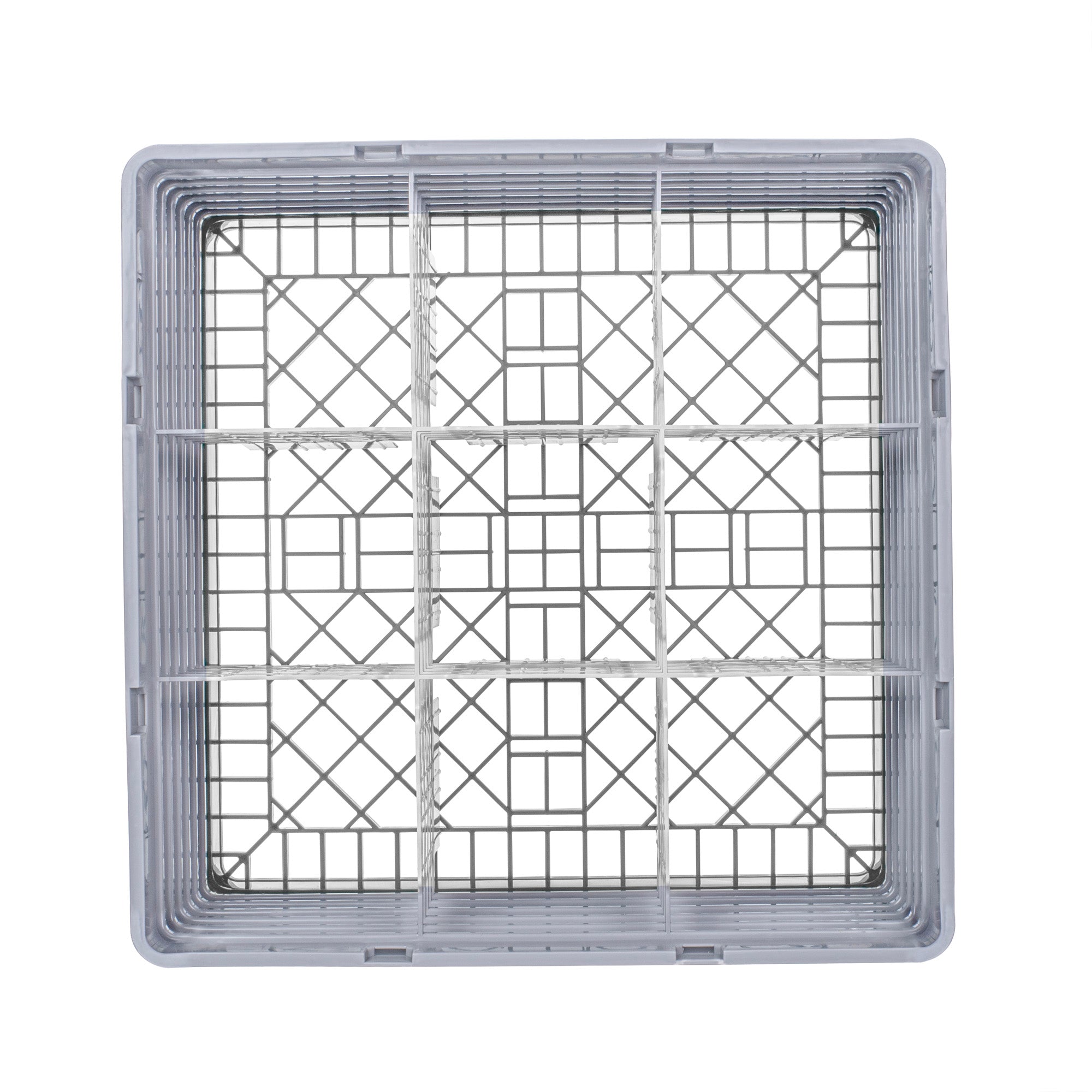 Clean Tek Professional Gray Glass Rack - 9 Compartments, 1 Full Drop and 5 Half Drop Extenders - 19 3/4" x 19 3/4" x 13 3/4" - 1 count box