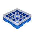 Clean Tek Professional Blue Glass Rack - 16 Compartments, 1 Full Drop Extender - 19 3/4" x 19 3/4" x 5 3/4" - 1 count box