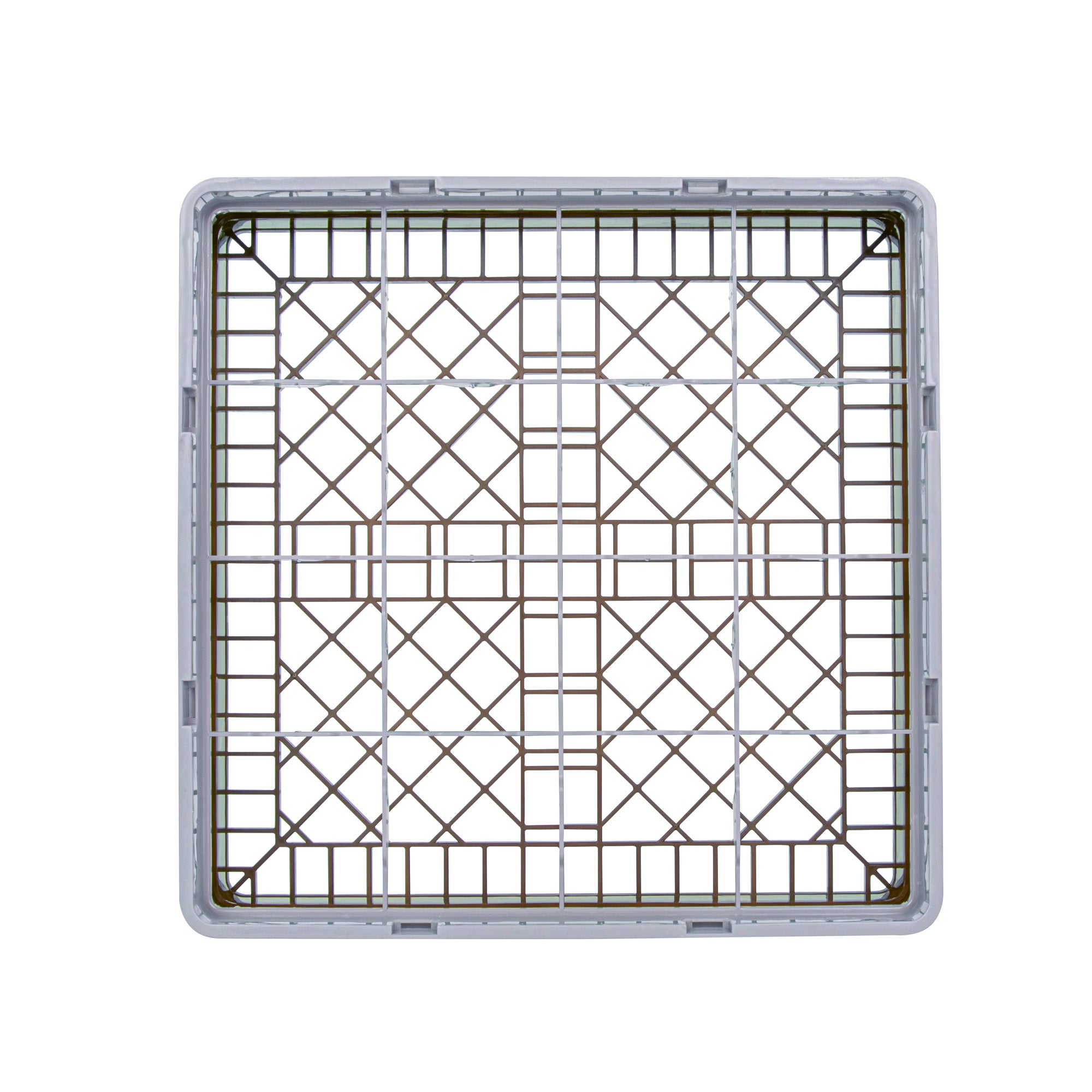 Clean Tek Professional Brown Glass Rack - 16 Compartments, 1 Full Drop Extender - 19 3/4" x 19 3/4" x 5 3/4" - 1 count box