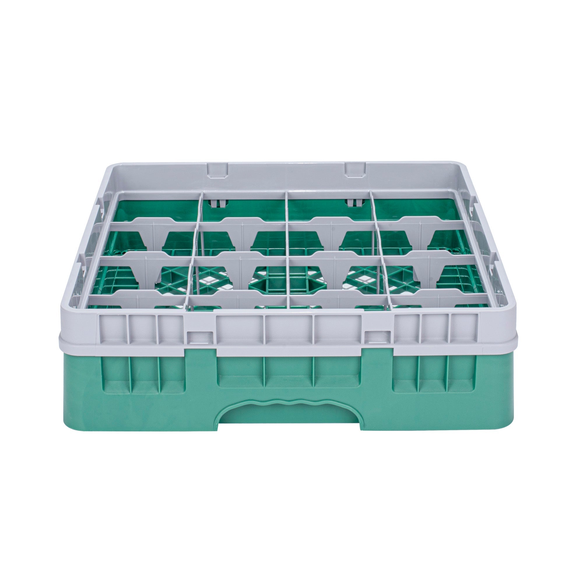 Clean Tek Professional Green Glass Rack - 16 Compartments, 1 Full Drop Extender - 19 3/4" x 19 3/4" x 5 3/4" - 1 count box