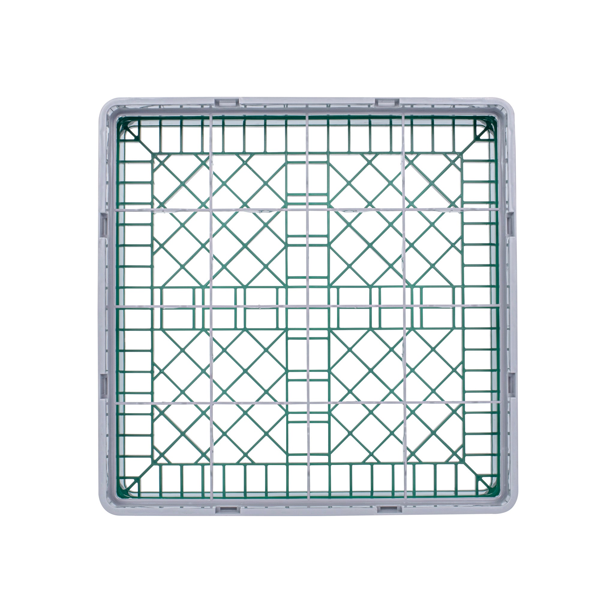 Clean Tek Professional Green Glass Rack - 16 Compartments, 1 Full Drop Extender - 19 3/4" x 19 3/4" x 5 3/4" - 1 count box