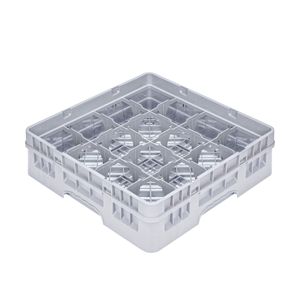 Clean Tek Professional Gray Glass Rack - 16 Compartments, 1 Full Drop Extender - 19 3/4" x 19 3/4" x 5 3/4" - 1 count box
