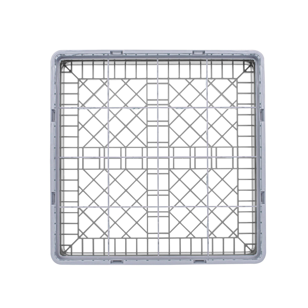 Clean Tek Professional Gray Glass Rack - 16 Compartments, 1 Full Drop Extender - 19 3/4" x 19 3/4" x 5 3/4" - 1 count box