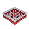 Clean Tek Professional Red Glass Rack - 16 Compartments, 1 Full Drop Extender - 19 3/4" x 19 3/4" x 5 3/4" - 1 count box