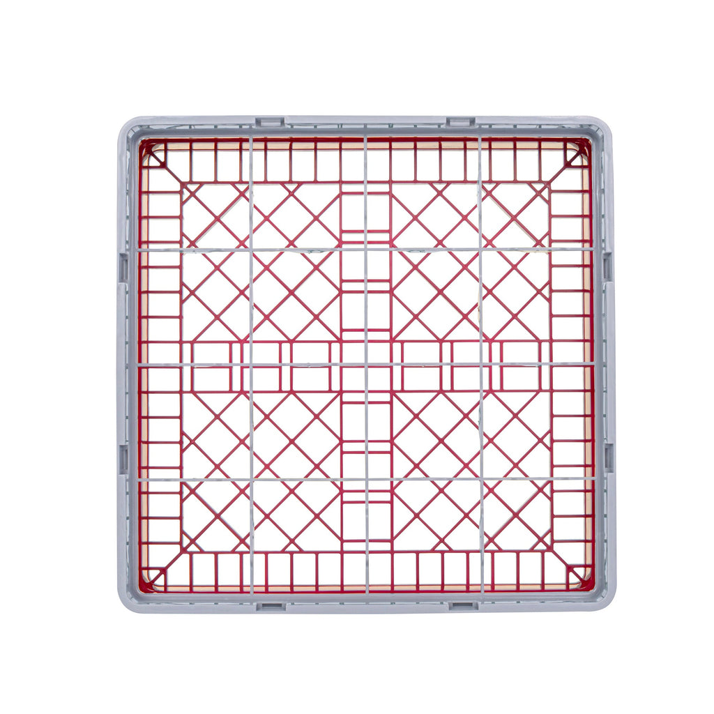 Clean Tek Professional Red Glass Rack - 16 Compartments, 1 Full Drop Extender - 19 3/4" x 19 3/4" x 5 3/4" - 1 count box
