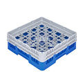 Clean Tek Professional Blue Glass Rack - 16 Compartments, 1 Full Drop and 1 Half Drop Extender - 19 3/4" x 19 3/4" x 7 1/4" - 1 count box
