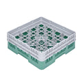 Clean Tek Professional Green Glass Rack - 16 Compartments, 1 Full Drop and 1 Half Drop Extender - 19 3/4" x 19 3/4" x 7 1/4" - 1 count box