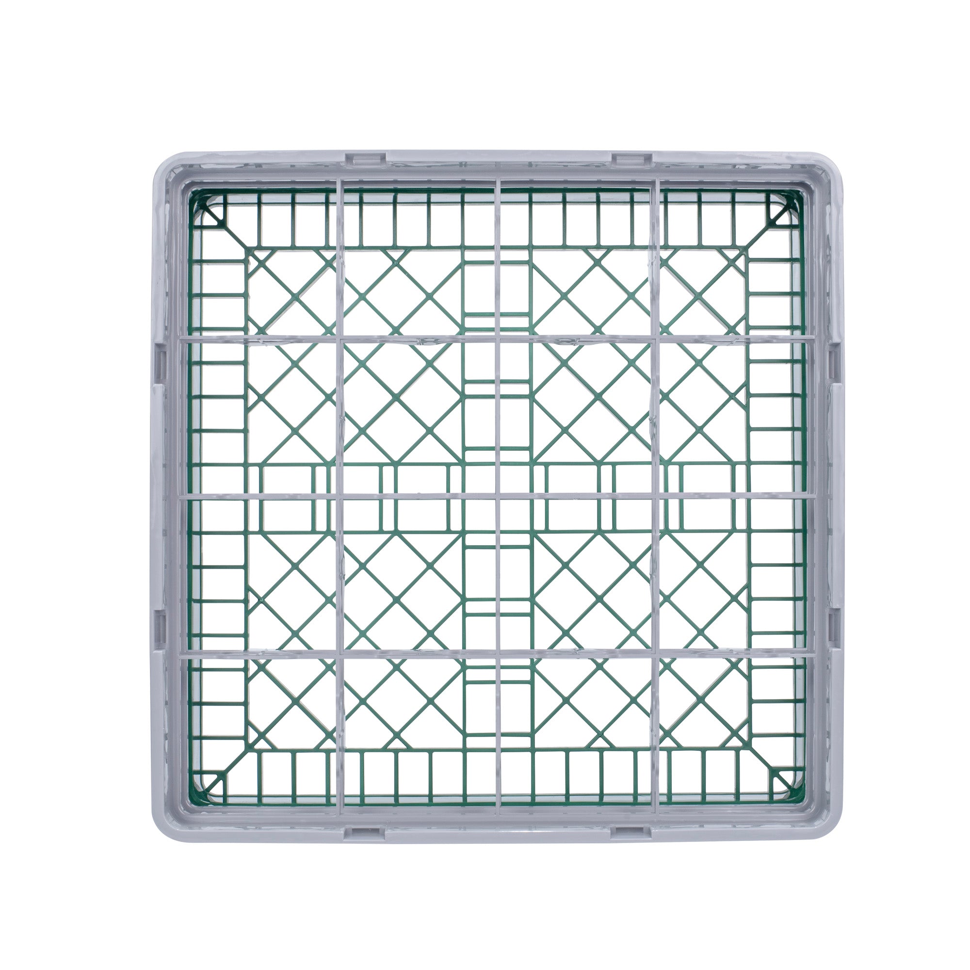 Clean Tek Professional Green Glass Rack - 16 Compartments, 1 Full Drop and 1 Half Drop Extender - 19 3/4" x 19 3/4" x 7 1/4" - 1 count box