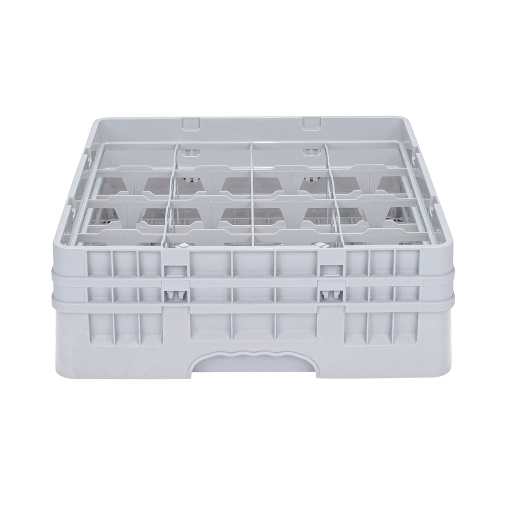 Clean Tek Professional Gray Glass Rack - 16 Compartments, 1 Full Drop and 1 Half Drop Extender - 19 3/4" x 19 3/4" x 7 1/4" - 1 count box