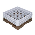 Clean Tek Professional Brown Glass Rack - 16 Compartments, 1 Full Drop and 2 Half Drop Extenders - 19 3/4" x 19 3/4" x 8 3/4" - 1 count box