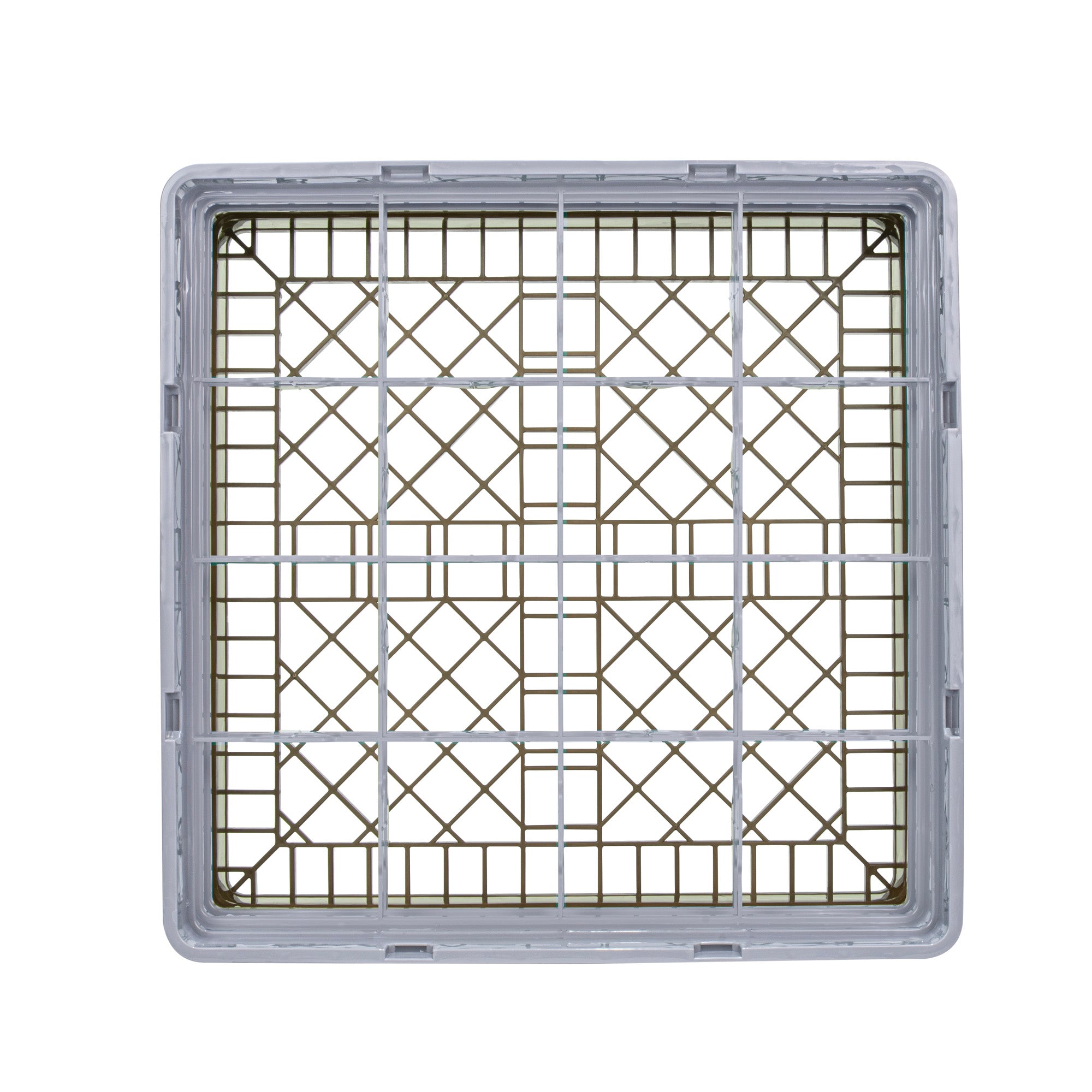 Clean Tek Professional Brown Glass Rack - 16 Compartments, 1 Full Drop and 2 Half Drop Extenders - 19 3/4" x 19 3/4" x 8 3/4" - 1 count box