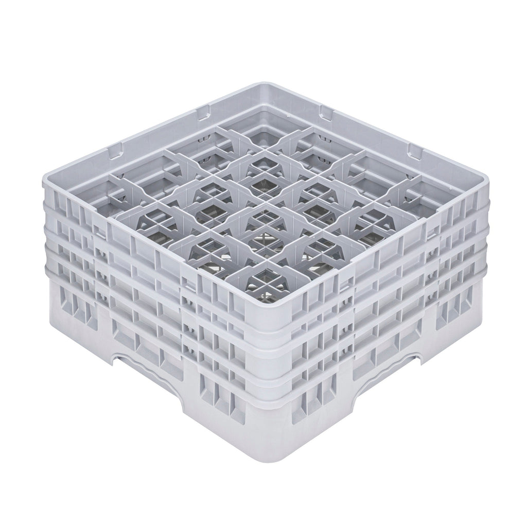 Clean Tek Professional Gray Glass Rack - 16 Compartments, 1 Full Drop and 3 Half Drop Extenders - 19 3/4" x 19 3/4" x 10 1/2" - 1 count box