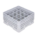 Clean Tek Professional Gray Glass Rack - 16 Compartments, 1 Full Drop and 3 Half Drop Extenders - 19 3/4" x 19 3/4" x 10 1/2" - 1 count box